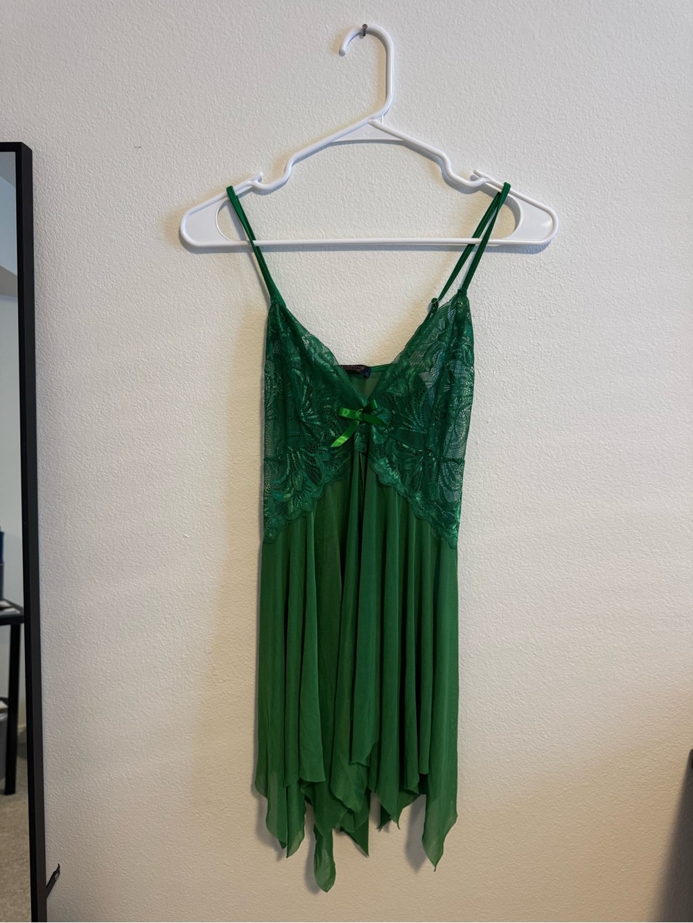 Green Lace Trim Slip Dress
